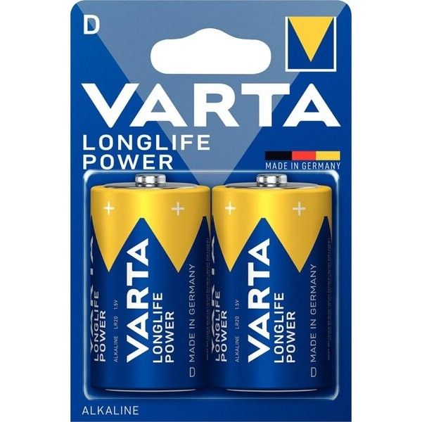 Blister de 2 piles alcaline Longlife Power Varta 1.5V LR20 D
