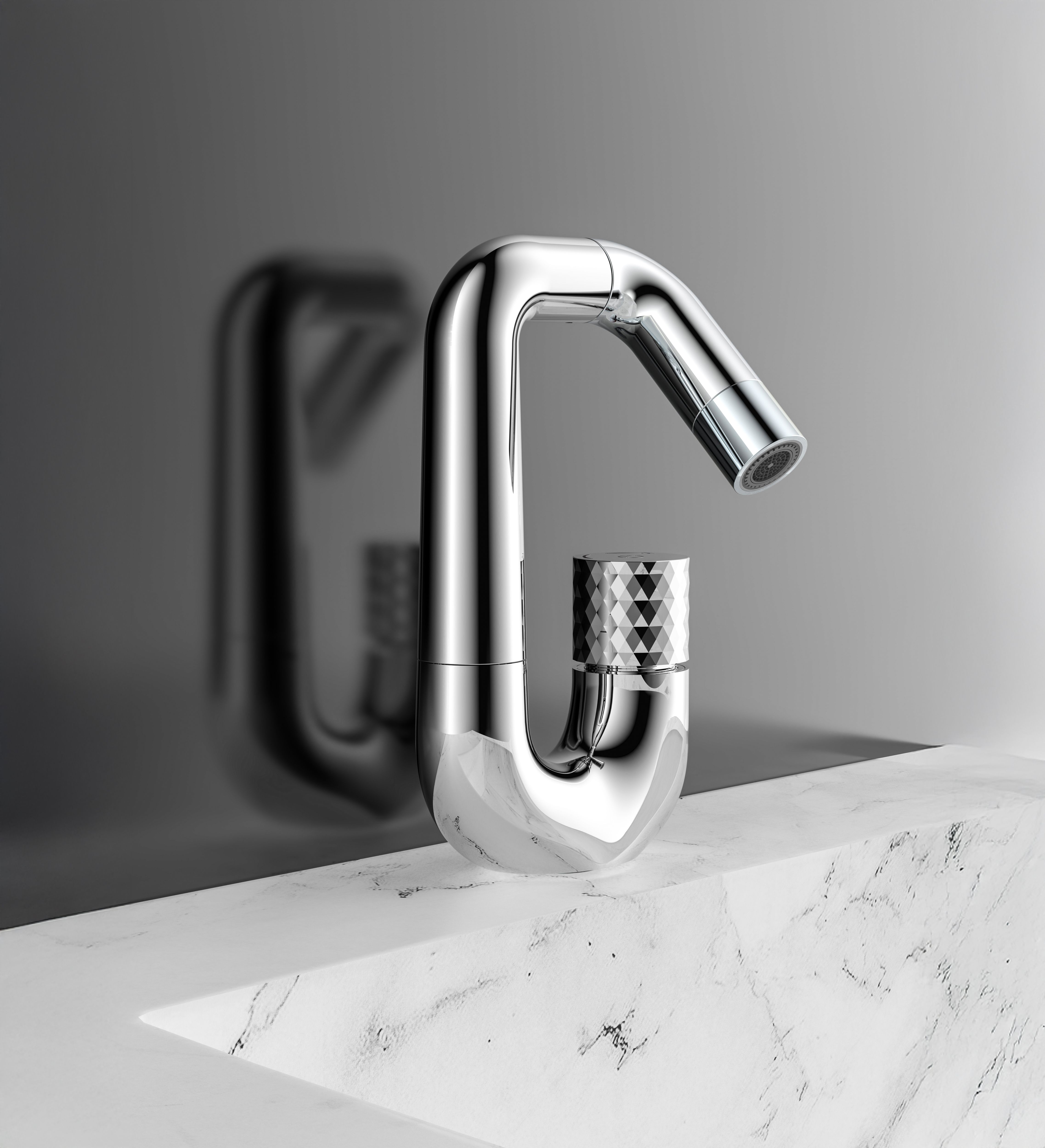 ALONI FLOW MITIGEUR DE LAVABO - BOUTON POUSSOIR - BEC PIVOTABLE - CHROME vue 3