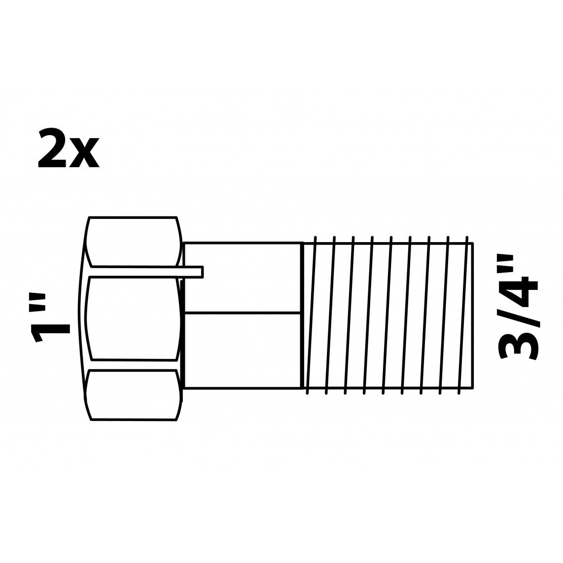 98858331 Watermeter schroefverbinding, 1"BI x 3/4"BU (2x) vue 2