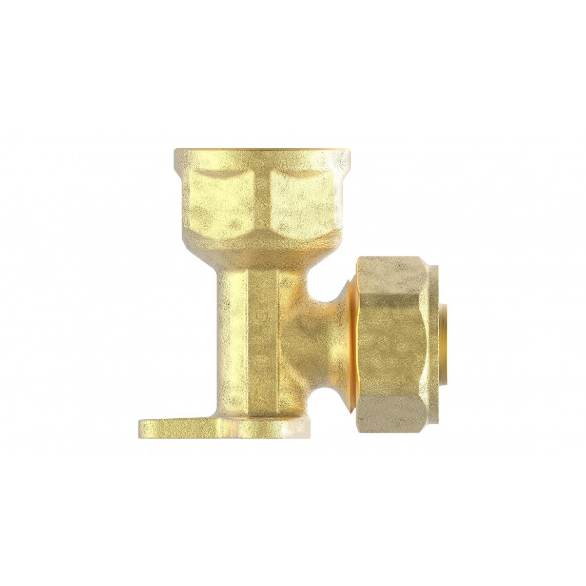 988909155 Elbow wall plate, brass, 16 mm x 1/2" female, clamp fitting for multilayer pipe vue 2