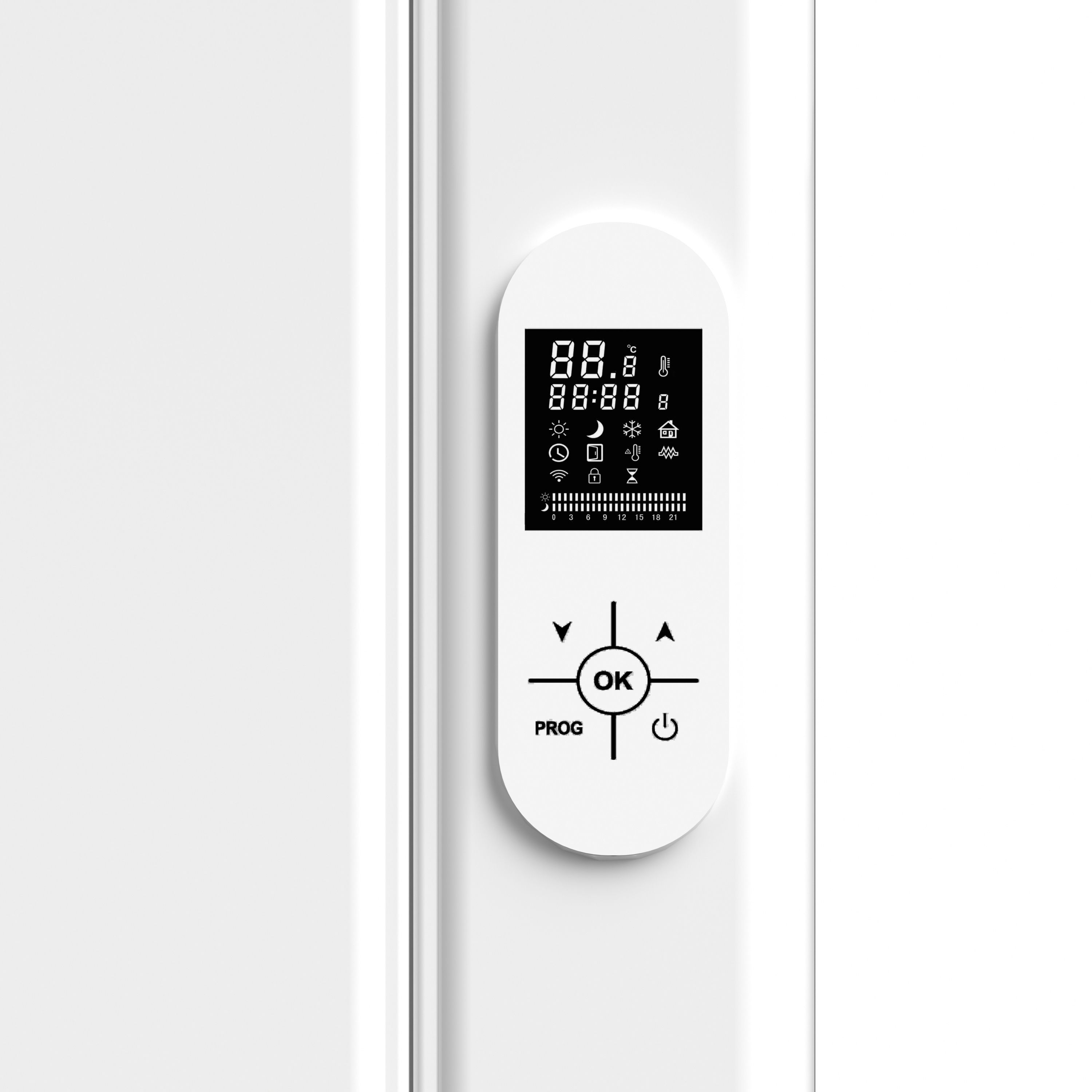 Belrad Radiateur Électrique – Avec Thermostat Numérique Programmable – Smart Wifi – 2000W – 1600×608×90 MM – Blanc Brillant