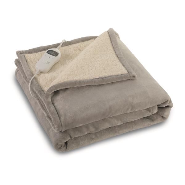 Surcouverture électrique polaire 180 x 130cm, 10 réglages de température, indicateur Led, minuterie