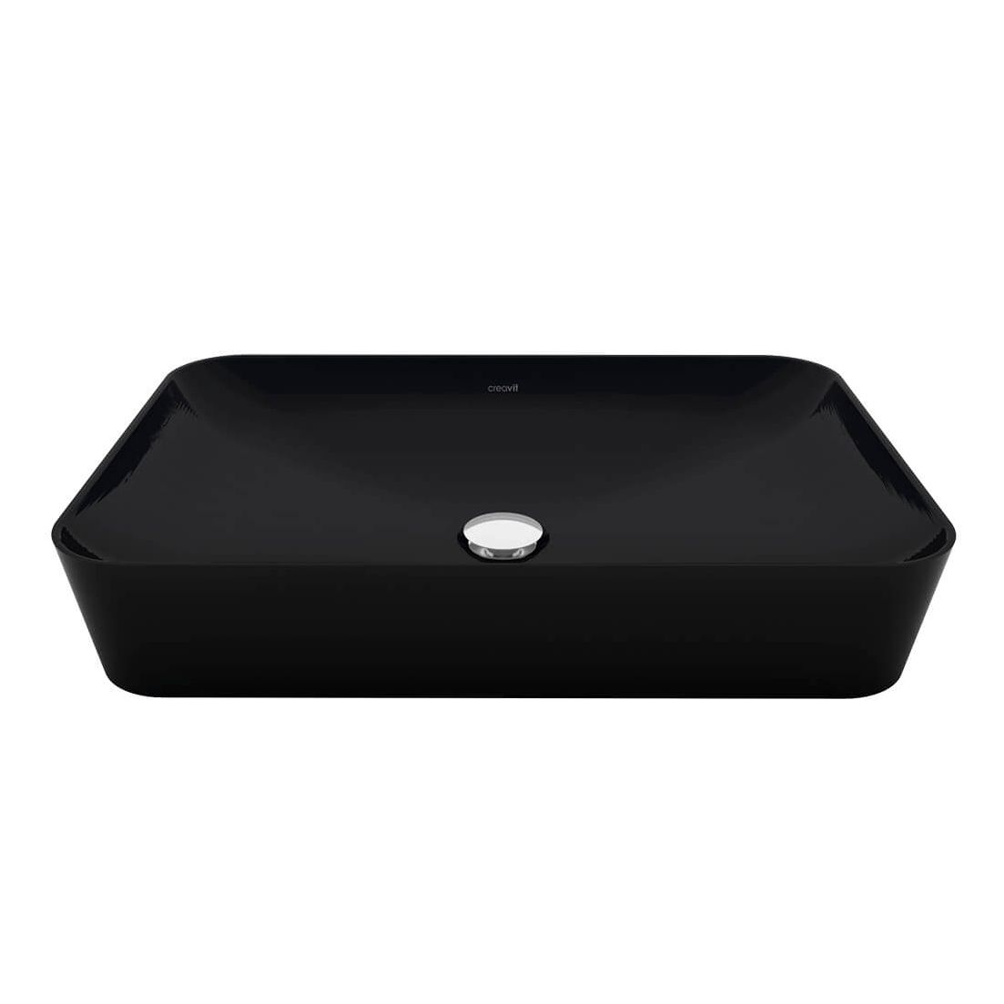 Creavit Ultra Vasque – À Poser – Sans Trop-plein – Sans Trou DE Robinet – Céramique – 60×11×40 CM – Noir Charbon