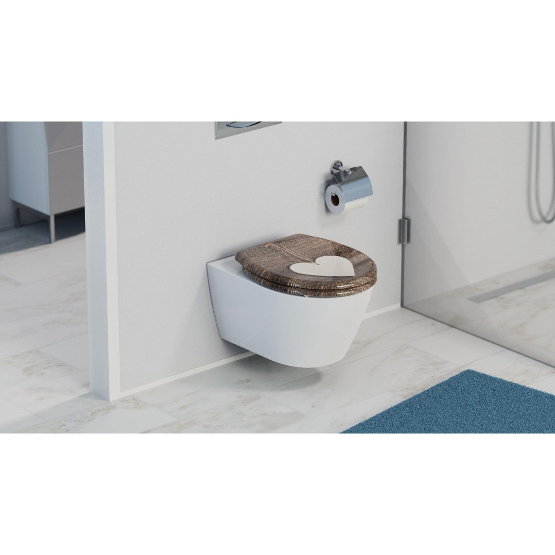 82377 Duroplast WC-zitting WOOD HEART, met valrem en afneembaar vue 11