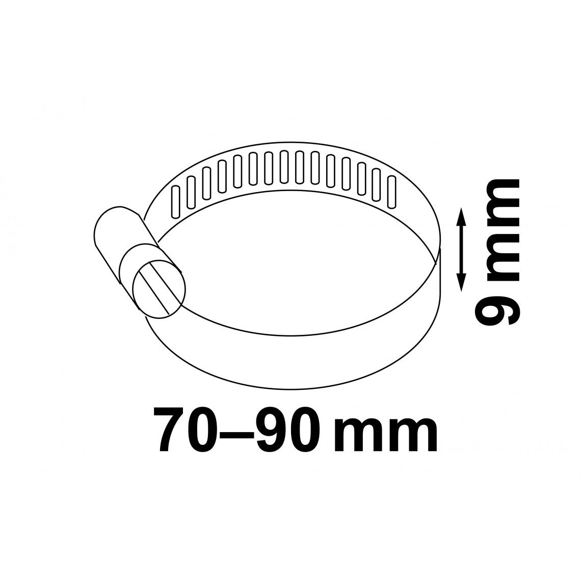 987378155 slangklem 9 mm Bandbreedte, RVS, 70 - 90 mm vue 2