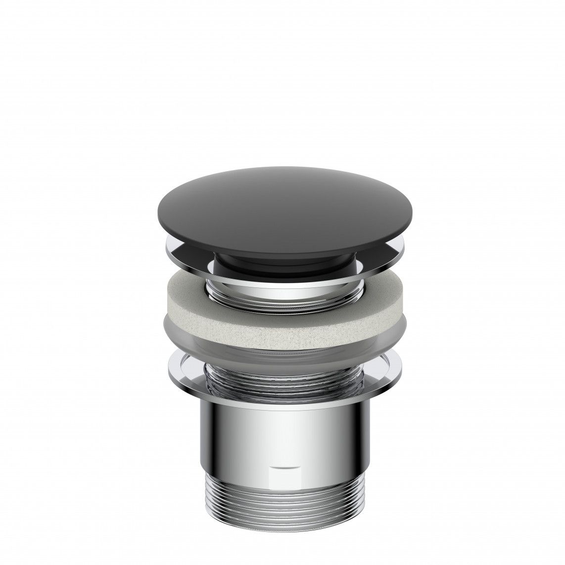 98807420 Design-drain valve, cap, black matt, 1 1/4" x 65 mm, with overflow vue 4