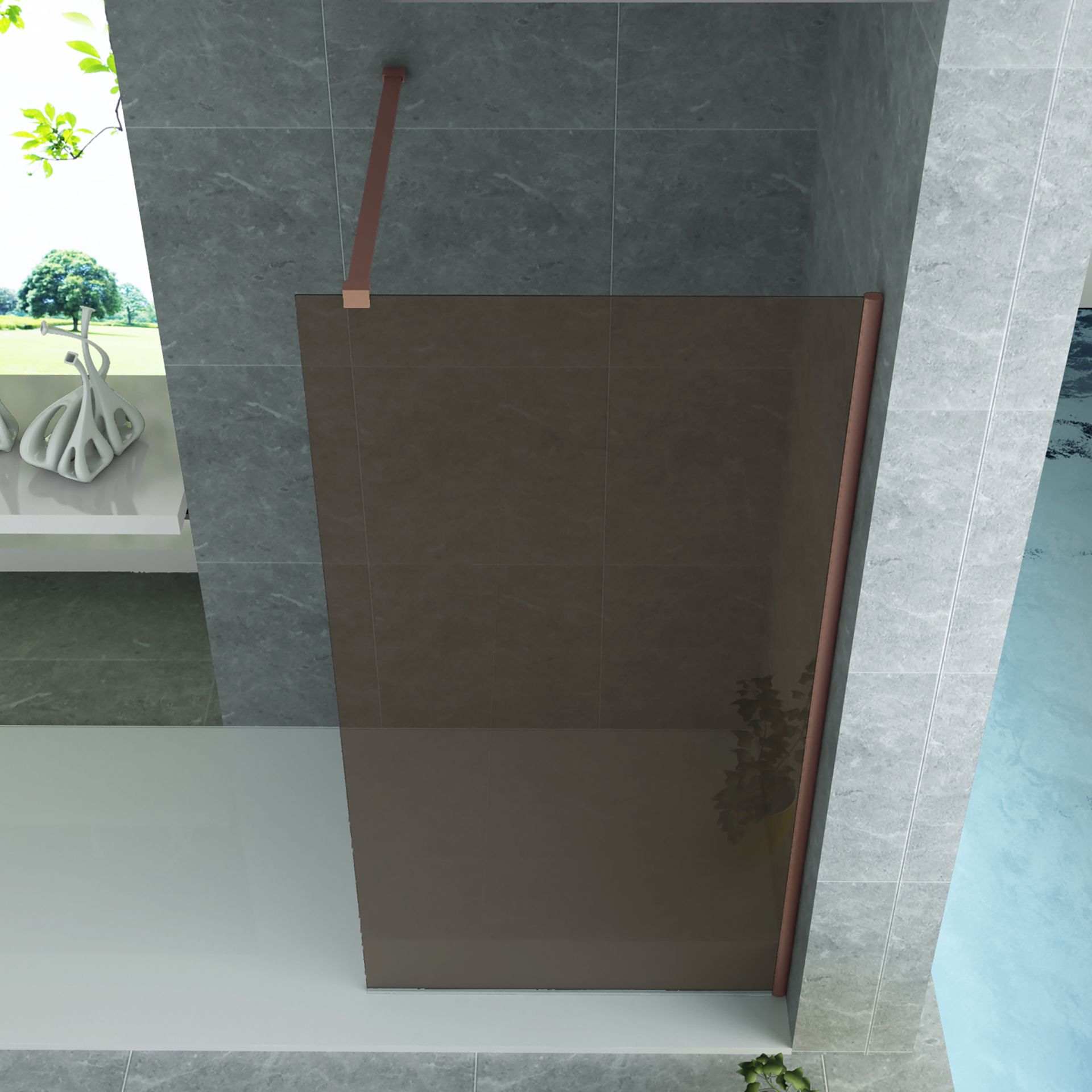 ALONI DOUCHE À L’ITALIENNE - 1000X2000MM - CUIVRE BROSSÉ-VERRE CHAMPAGNE vue 3