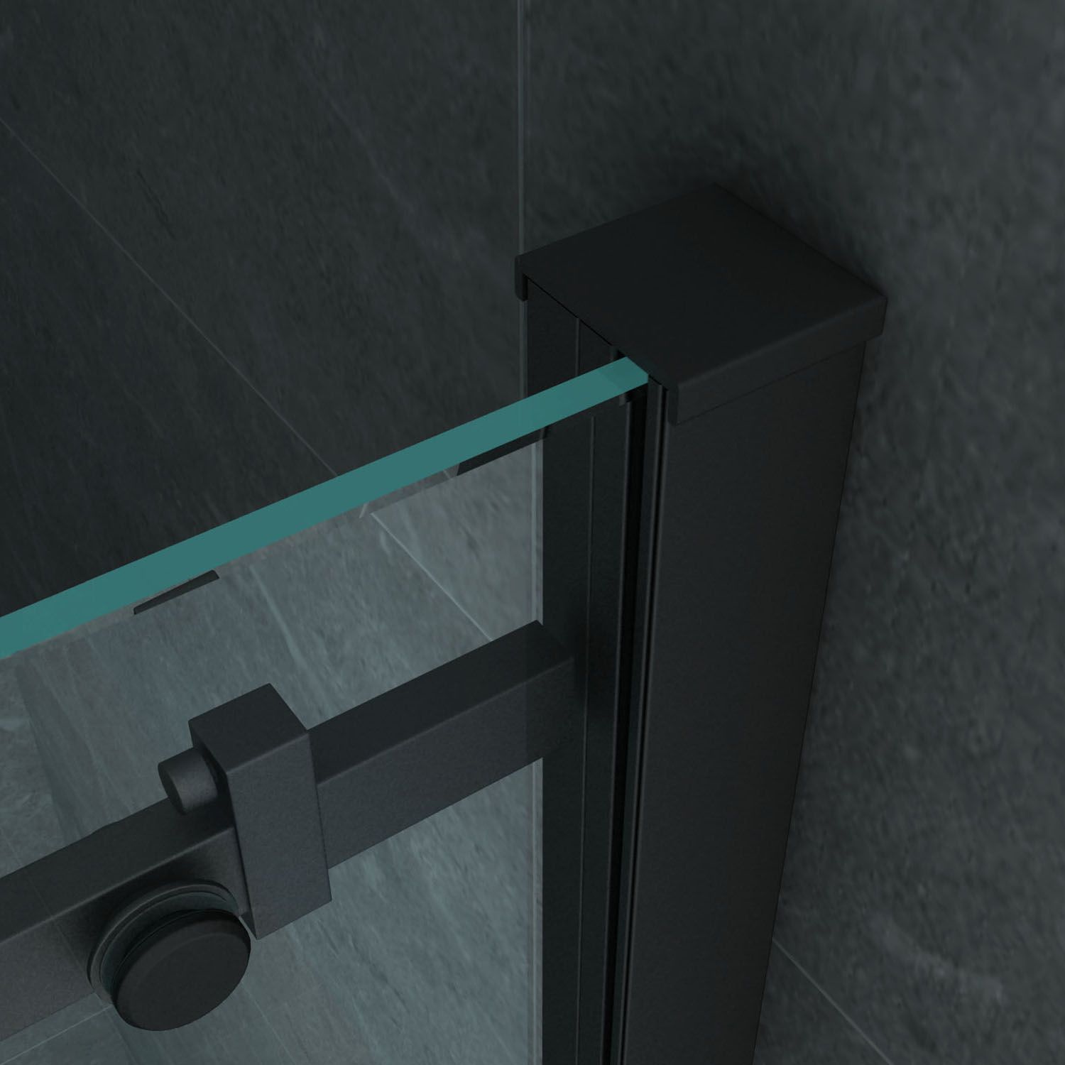 ALONI PORTE COULISSANTE POUR NICHE - 1200X2000MM - NOIR MAT-VERRE CLAIR vue 4