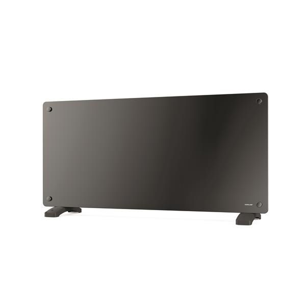 Panneau chauffant en verre avec thermostat réglable Noir 2000W. Minuterie 24h. Programmation journ.
