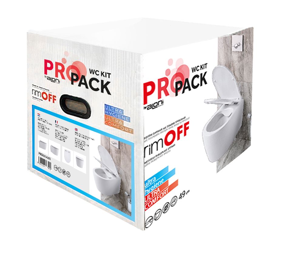 ALONI PRO WC SUSPENDU – SANS BRIDE – AVEC ABATTANT – DUROPLAST – SOFT CLOSE – QUICK RELEASE – COMPACT 49 CM - 36X32X49 CM – BLANC BRILLANT vue 2