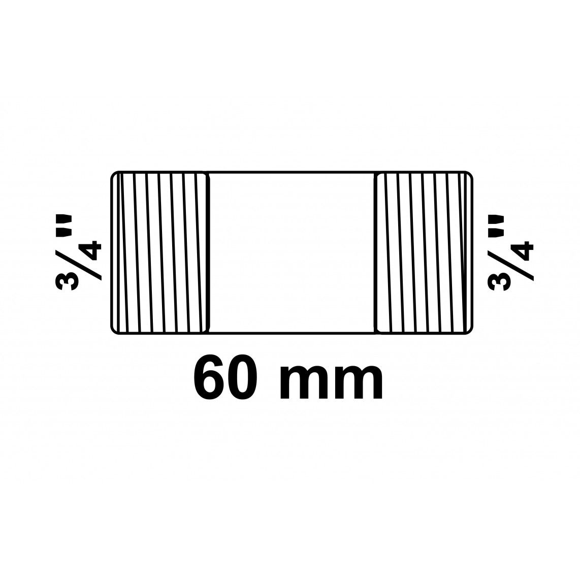989823155 GI dubbele buisnippel, gegalvaniseerd, 3/4" x 60 mm, (23) vue 2