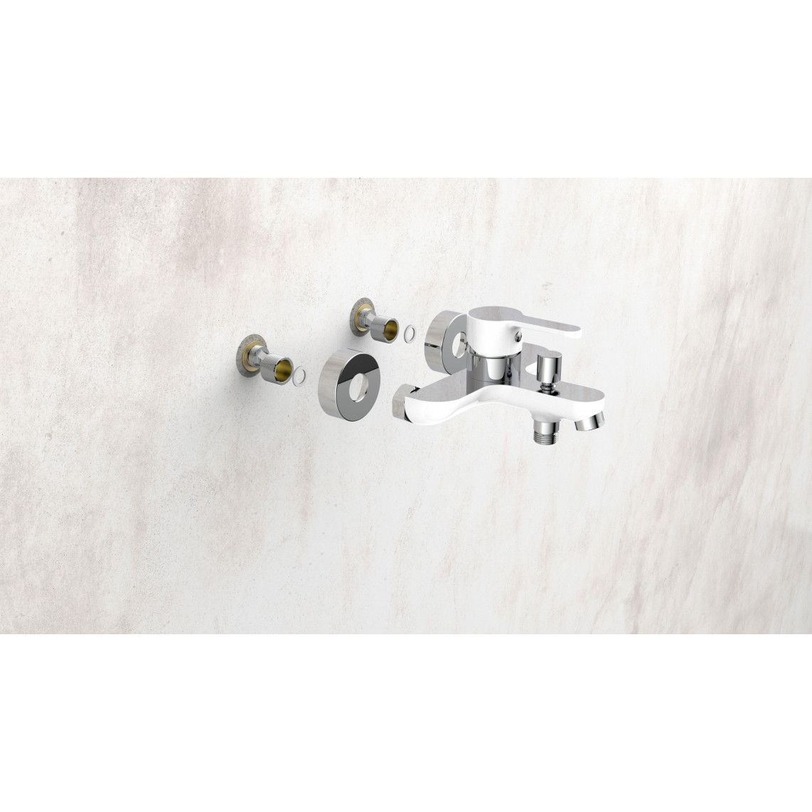 NI023DINWCR DIZIANI Bathtub mixer, white/chrome vue 8