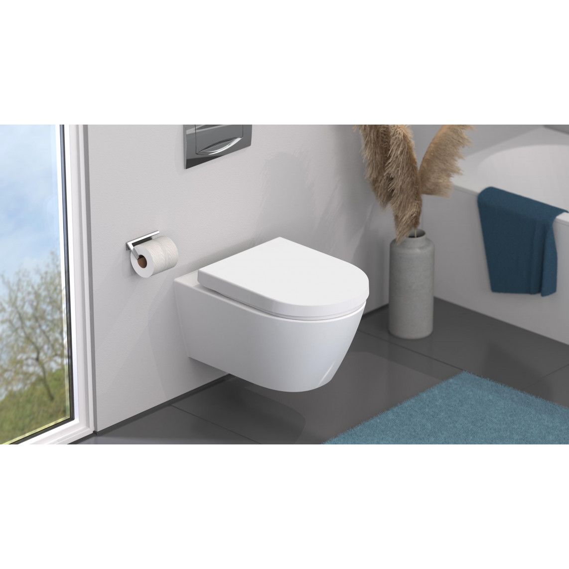82910 Duroplast WC-zitting D-vorm WHITE, met valrem en afneembaar vue 10