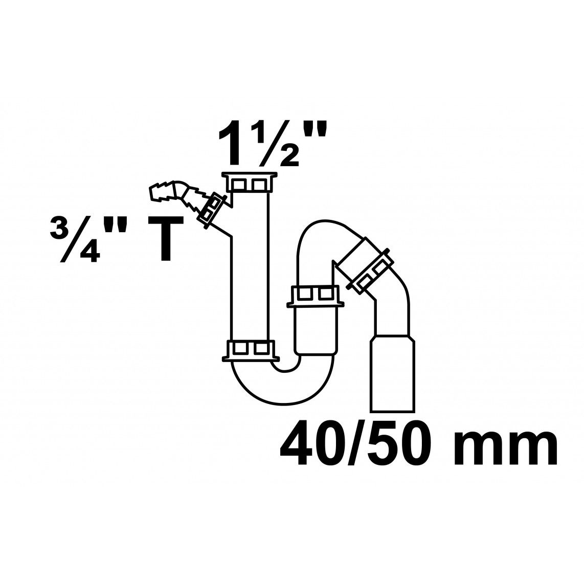 98028012 ECO-SAVE KS Spoelbak-buissifon, grijs, 1 1/2"BI x DN 40/50 mm, met 3/4" toestelaansluiting vue 2