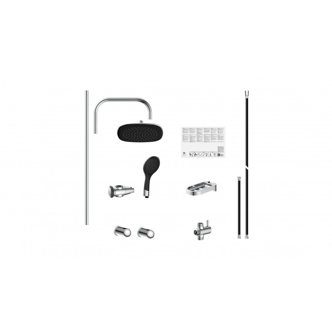 DXLD60088CS DUSCHTRAUM Overhead shower set, chrome/black vue 5