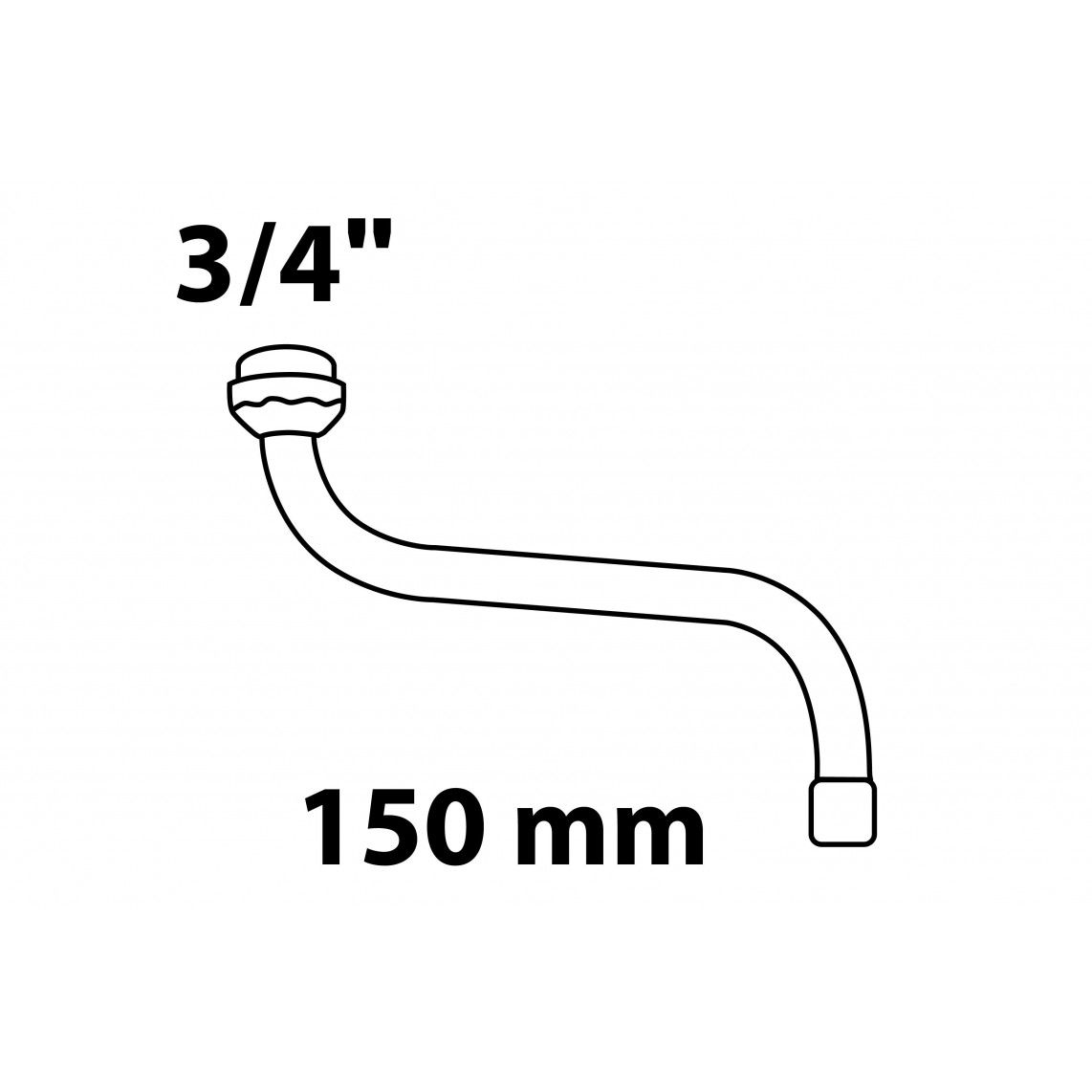 98951418 S-buisuitloop, 3/4" x 150 mm,met straalregelaar, O-ring vue 2