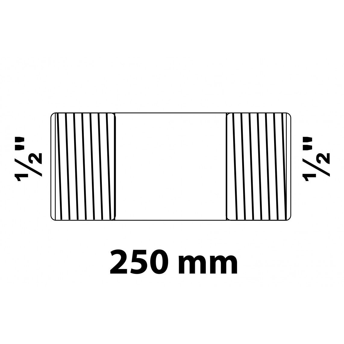 989822455 GI dubbele buisnippel, gegalvaniseerd, 1/2" x 250 mm, (23) vue 2