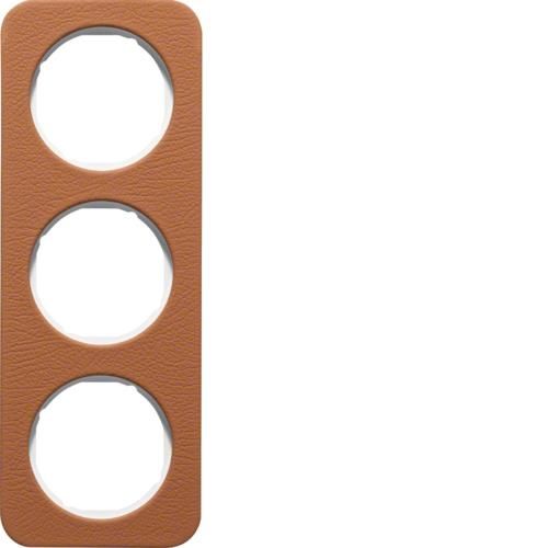 Plaque de recouvrement 3 postes R.1 Cuir Bruin / Blanc polaire