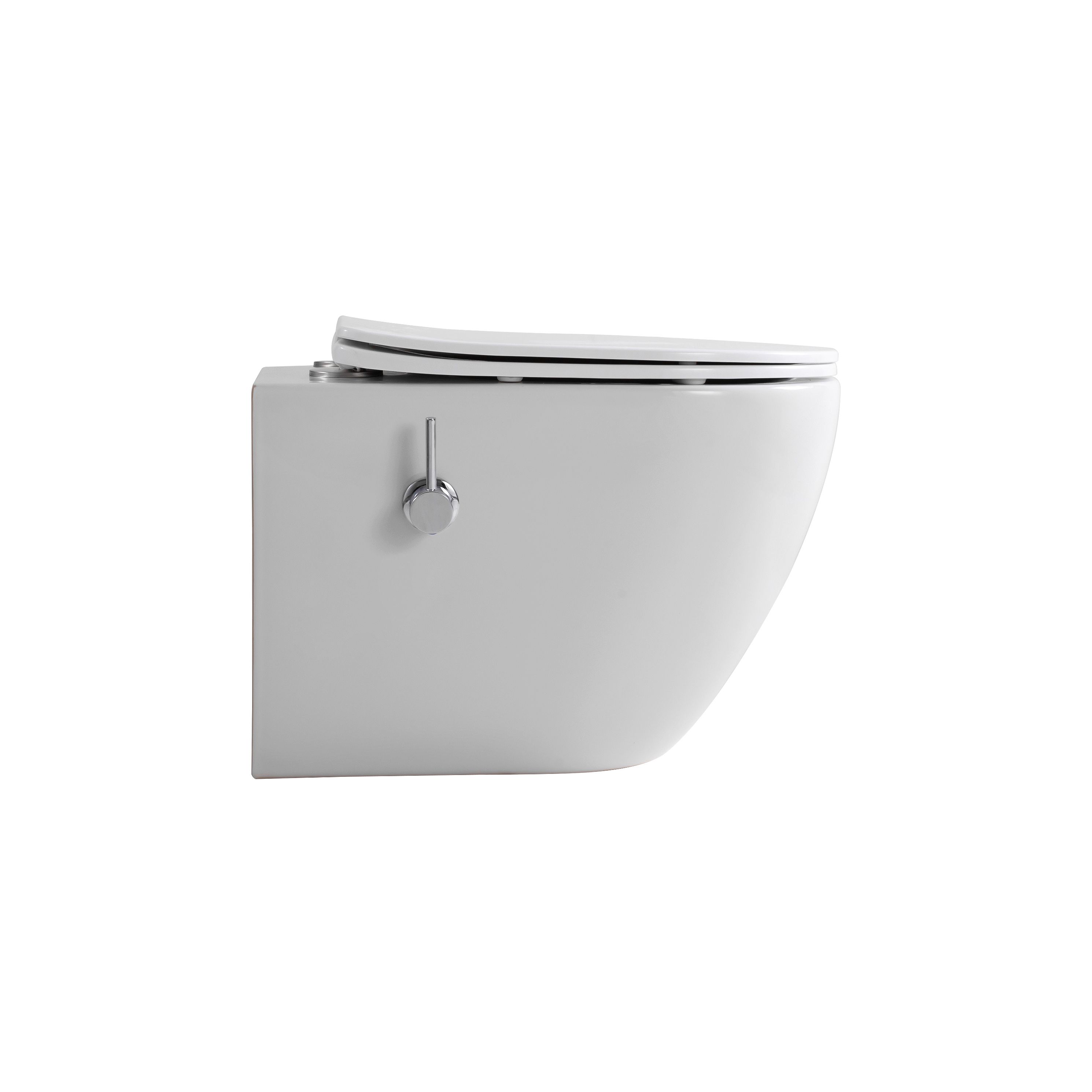 ALONI PRO WC SUSPENDU AVEC BIDET – TORNADO FLUSH – SANS BRIDE – AVEC ROBINET DE BIDET EAU CHAUDE ET FROIDE – AVEC ABATTANT – 52,5 CM – BLANC BRILLANT vue 3
