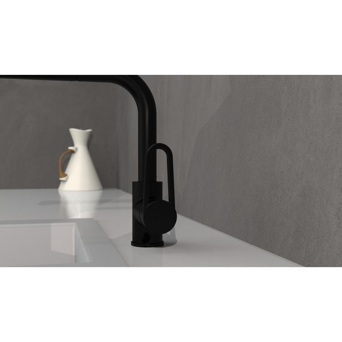 26239 DESIGN RING Keukenkraan, mat zwart, met uittrekbare vaatdouche vue 8