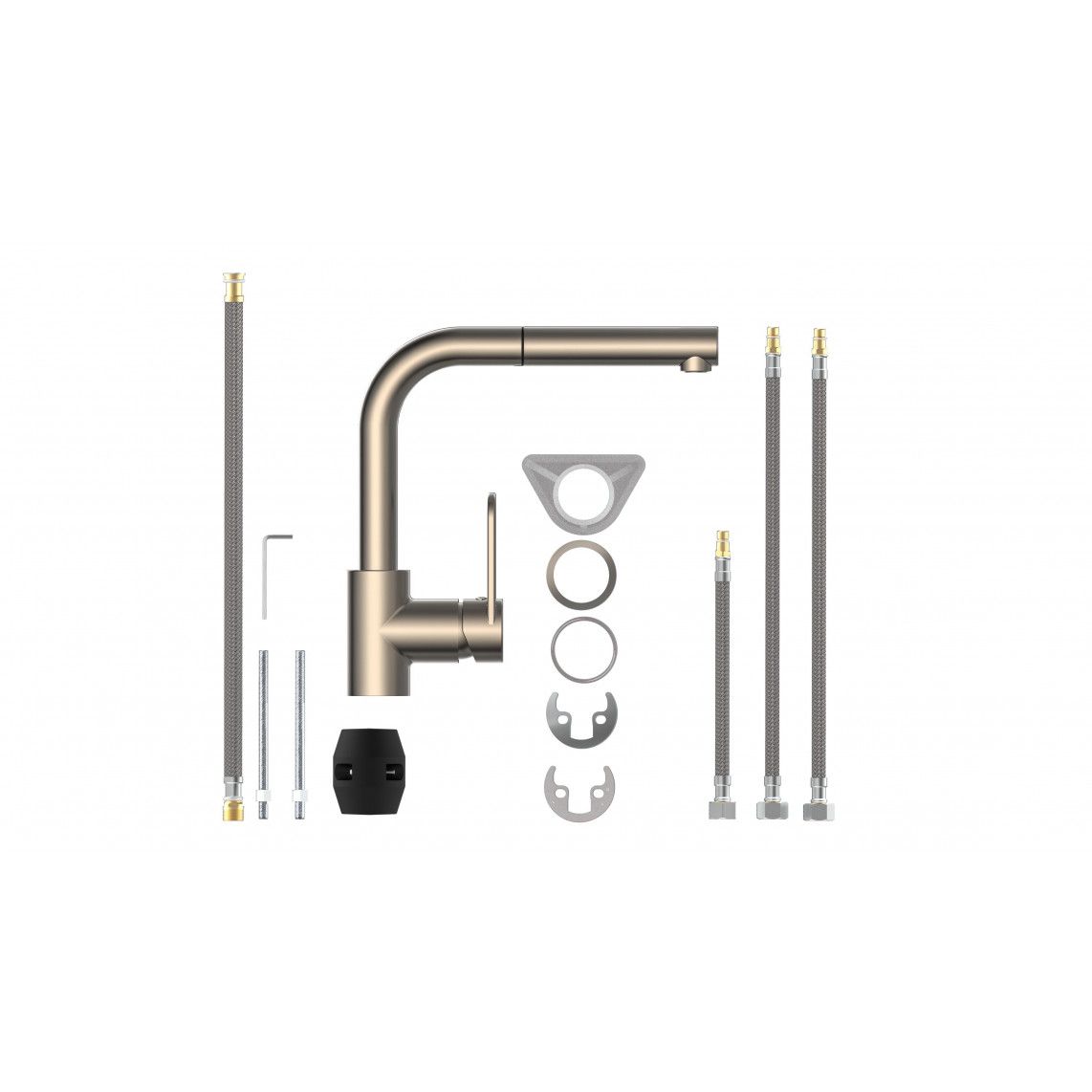 26238 DESIGN RING Sink mixer, stainless steel look, with pull-out spout vue 4