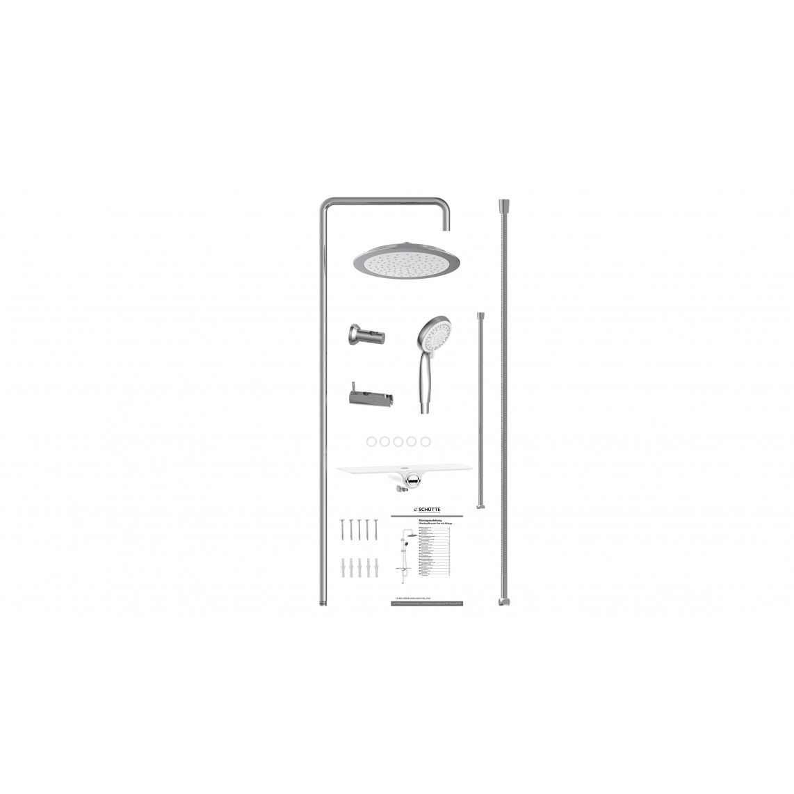 60500 AQUASTAR Overhead shower set, chrome/white, with tray (mid diverter) vue 6