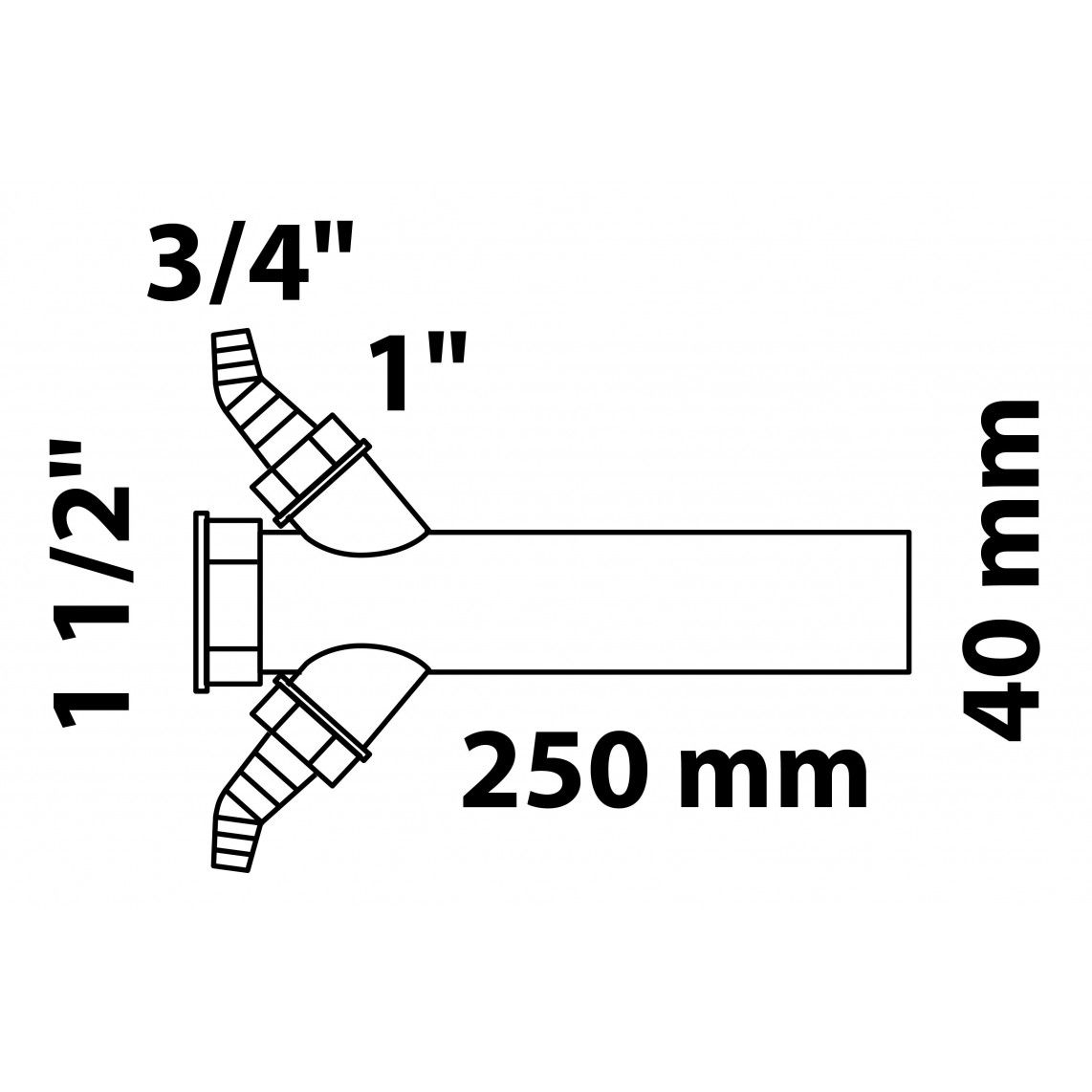 98837148 KS dompelbuis, wit, 1 1/2"BI x 250 mm, voor DN 40 mm sifon, met 3/4" dubbele toestelaansluiting vue 2