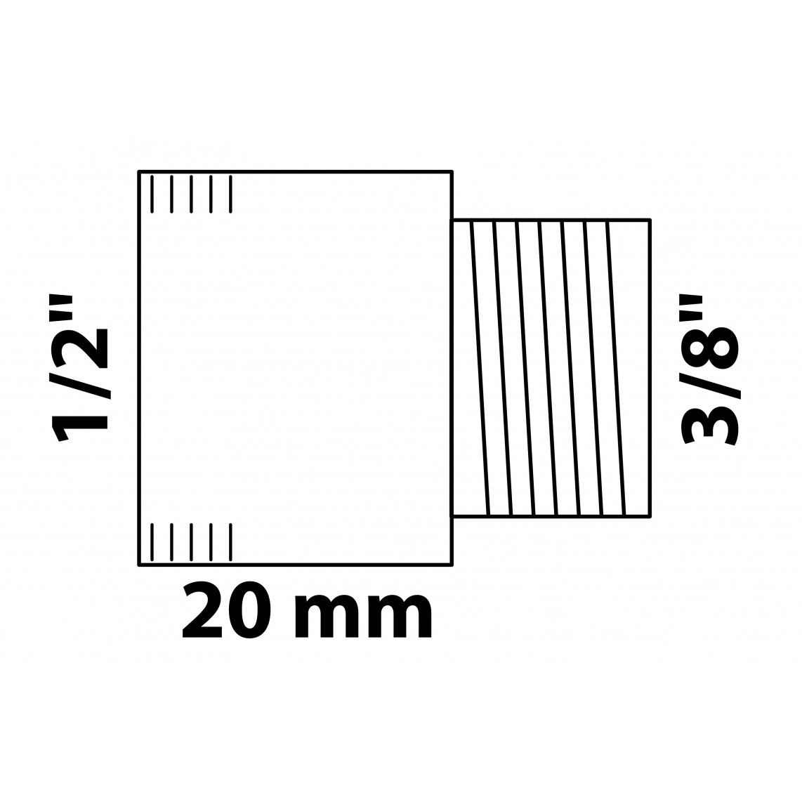 989328155 MS verlopend kraanverlengstuk, chroom, 1/2"BI x 3/8"BU, vue 2