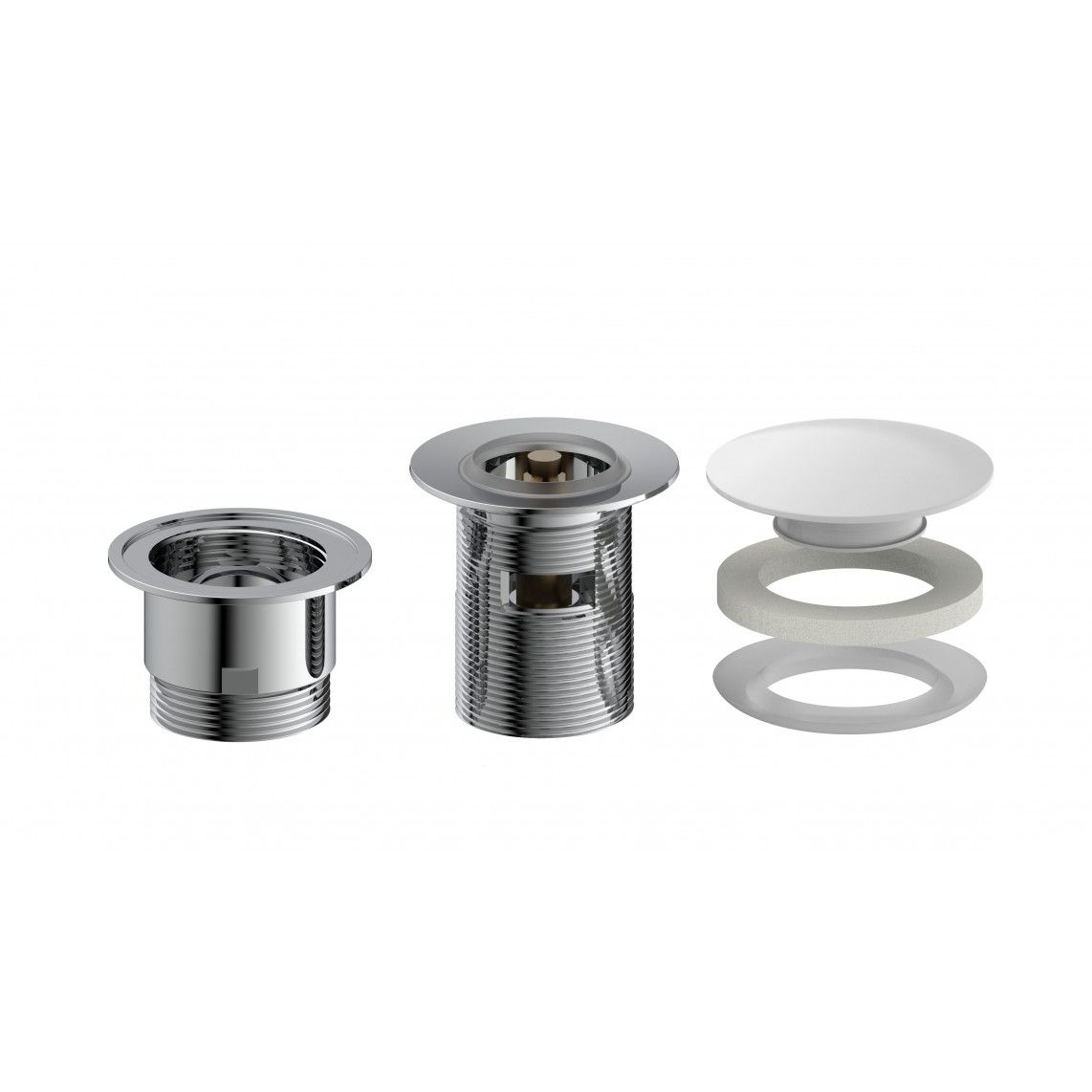 98807410 Design-drain valve, cap, white, 1 1/4" x 65 mm, with overflow vue 8