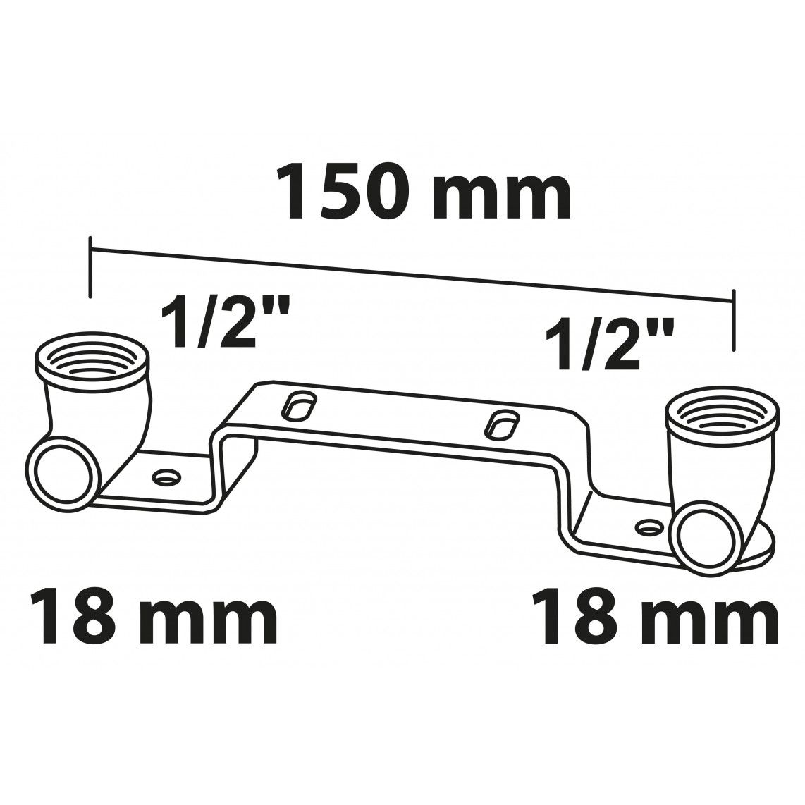 989122855 Mounting unit, red brass, 18 mm x 1/2" female x 150 mm, 1 socket vue 2