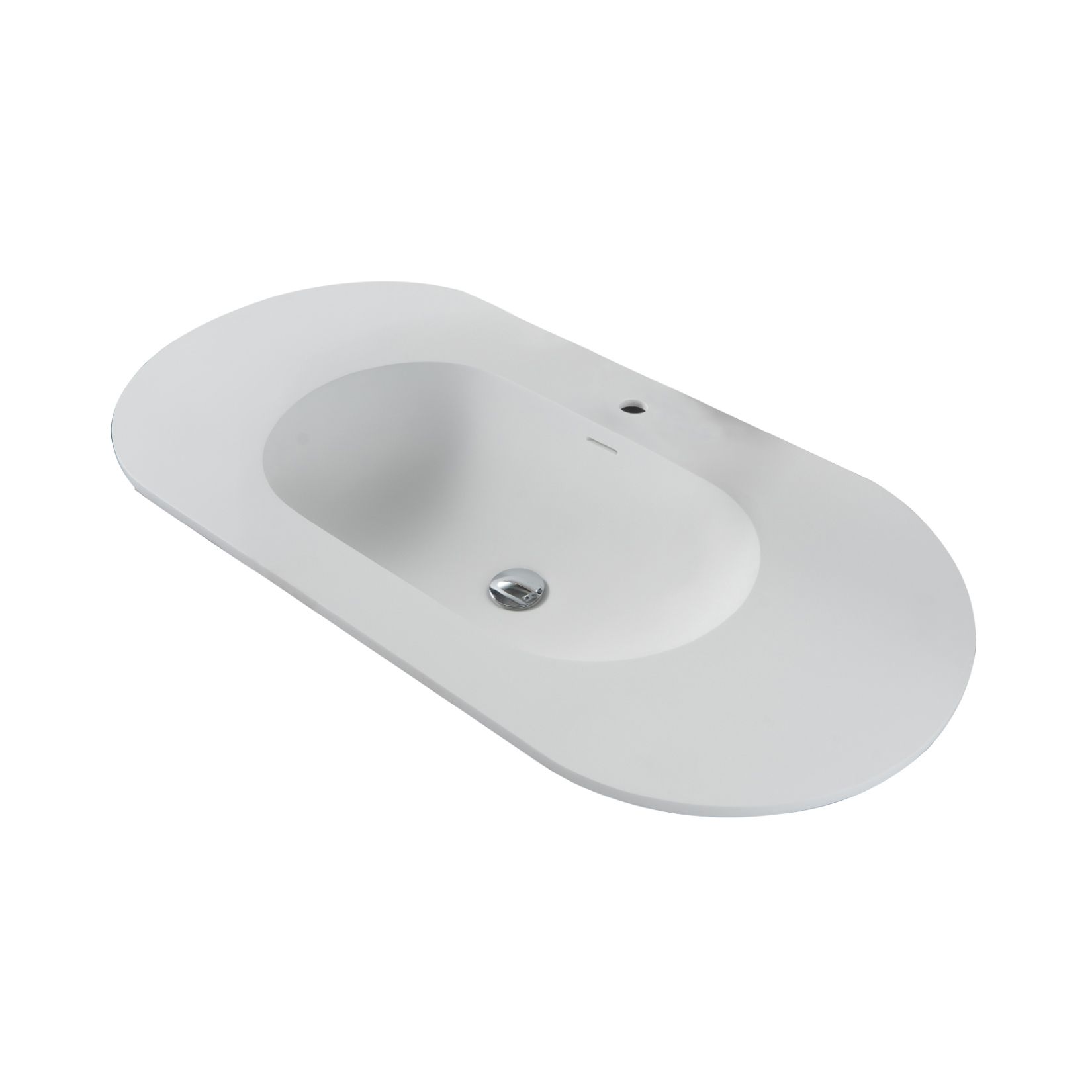 Begonia Lavabo - 1 Vasque - Avec Trop-plein - 1 Trou Robinet - Marbre Composite - 100×1,2×52,5 CM - Blanc Mat