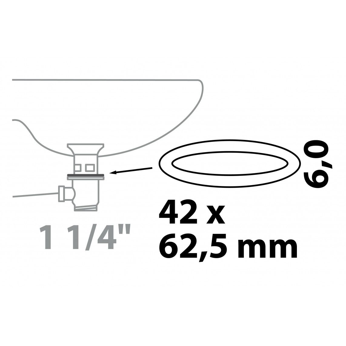 98696170 afdichting, Silicone, 42 x 62,5 x 6 mm, voor wastafel waste/universeel ventiel 1 1/4" vue 2
