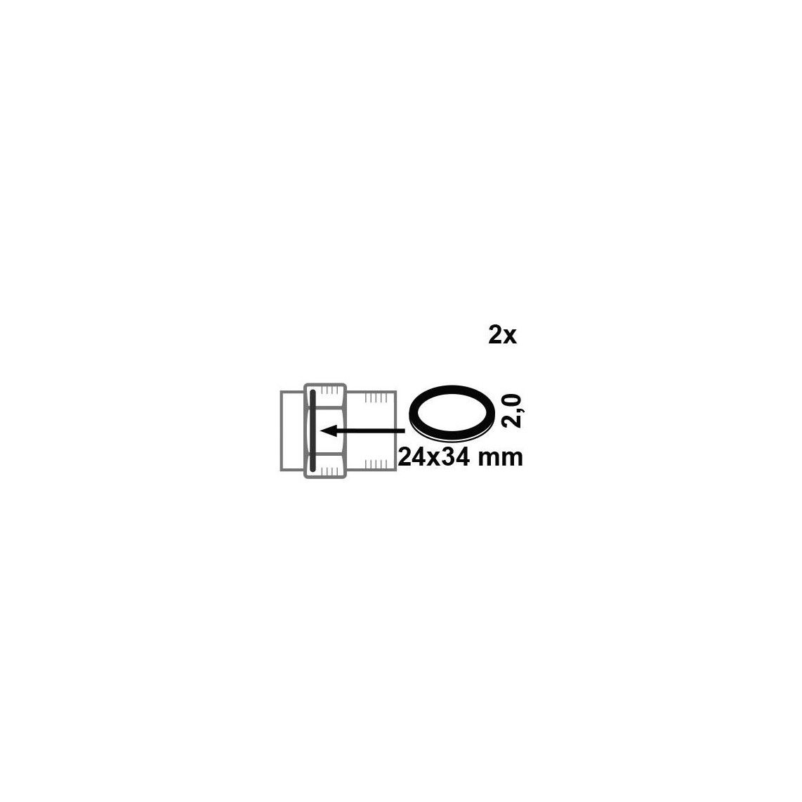98696760 Screw connection gasket, rubber, 24 x 34 x 2 mm, for 1/2" (2x) vue 2