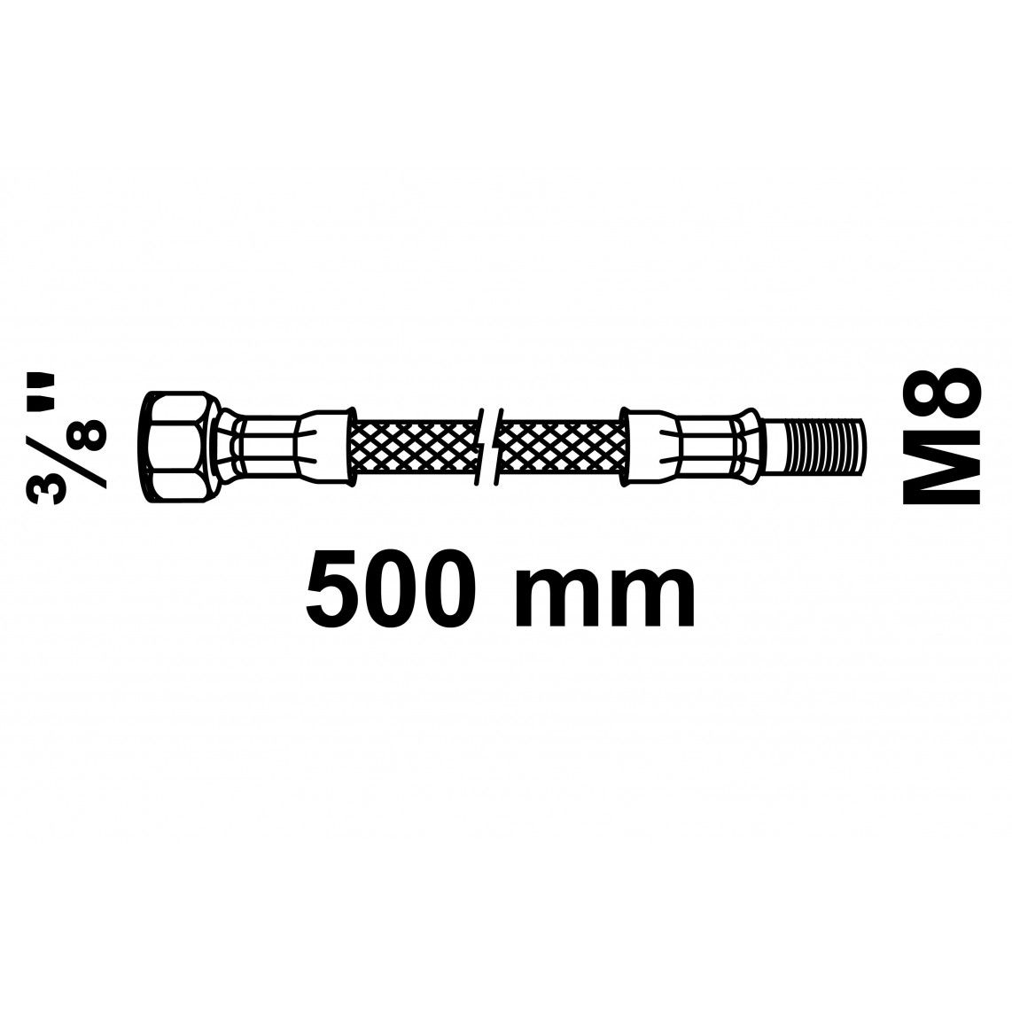 98628045 Flexible connection hose 500 mm, 3/8" female x M8 vue 2