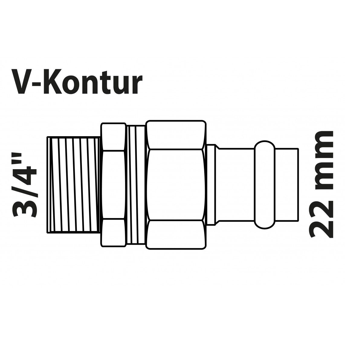 988627754 BR schroefverbinding, blanco, 22 mm x 3/4"BU, vlakke dichting, 1 mof, (P4331g) vue 2