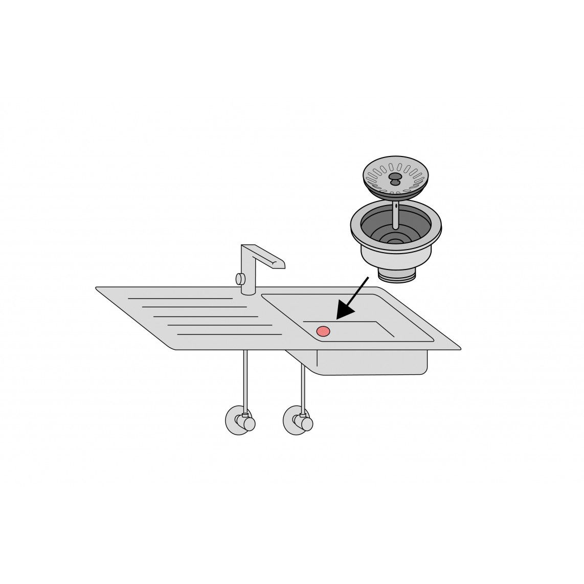 98835249 ECO-SAVE Basket valve, plastic, grey, 1 1/2" male, stainless steel valve cup & sieve Ø 114 mm vue 8