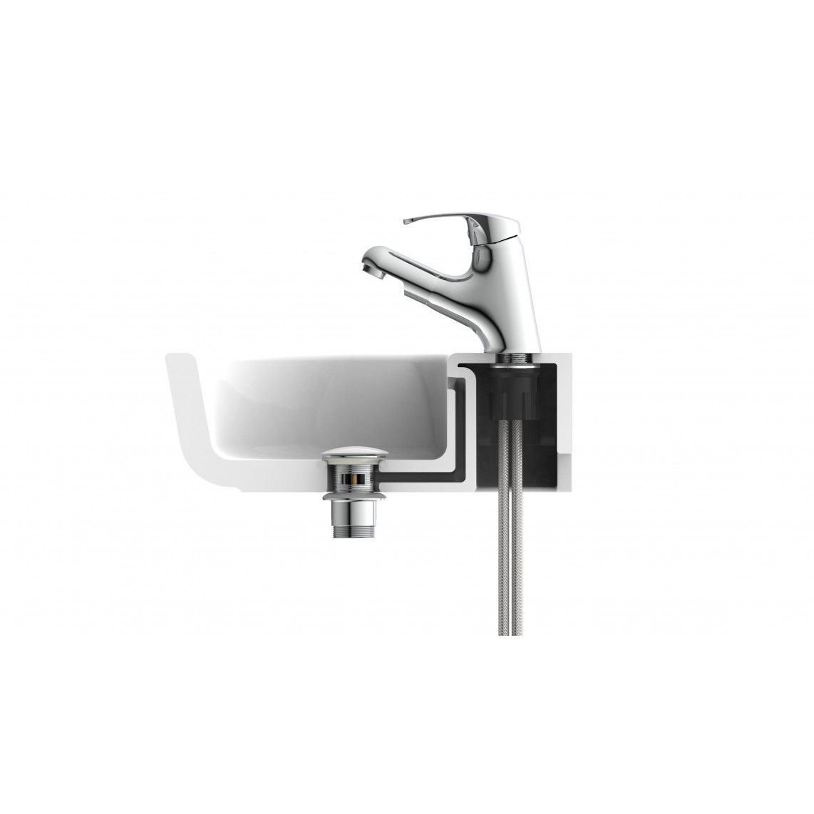 98807410 Design-drain valve, cap, white, 1 1/4" x 65 mm, with overflow vue 11