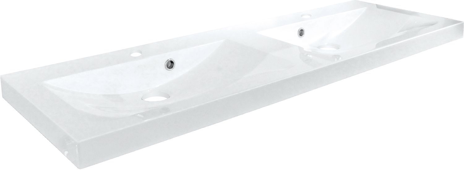 TABLET KUNSTMARMER CITA 120X40,6 2 LAVABO WIT vue 1