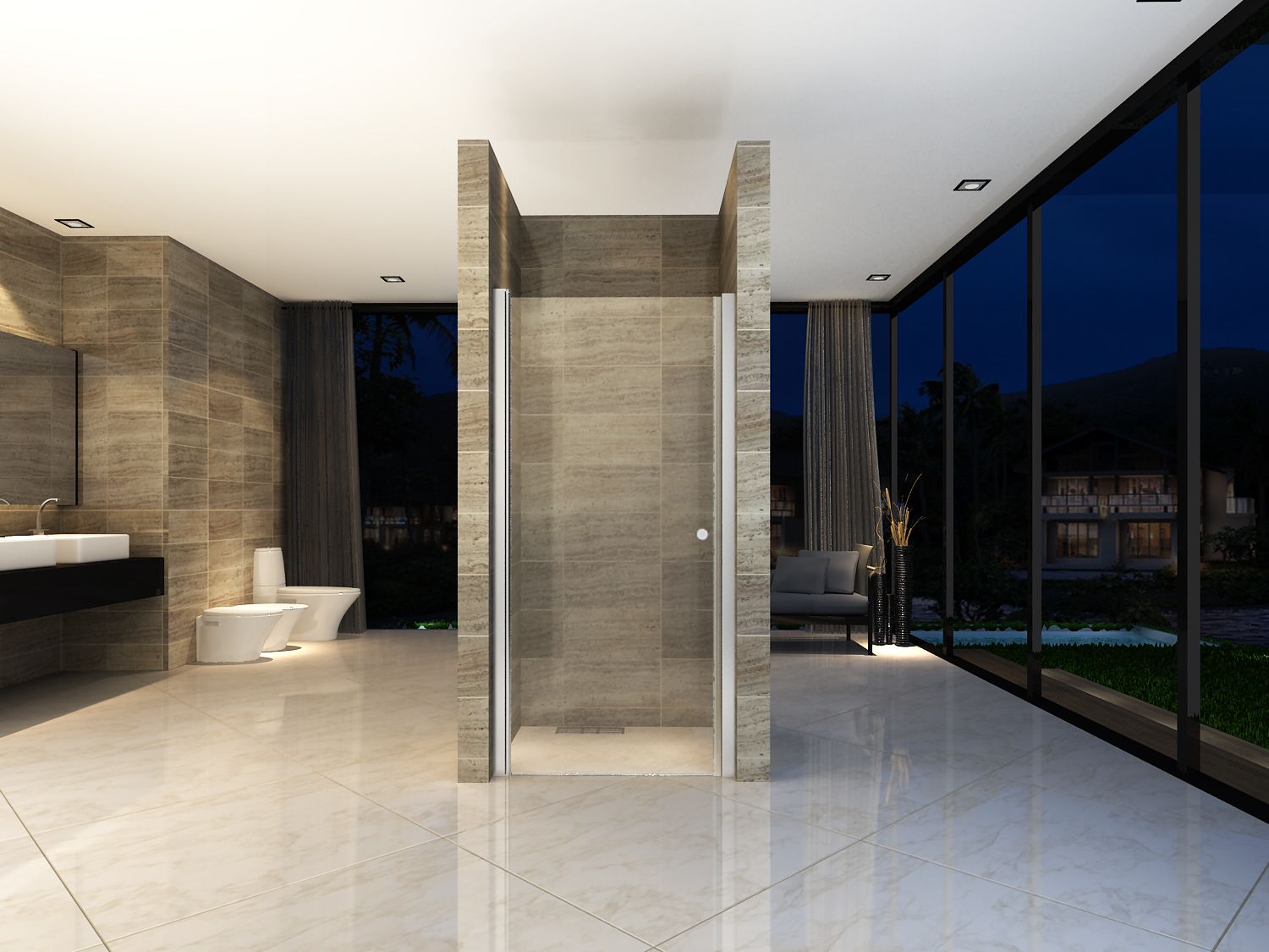 ALONI PORTE PIVOTANTE POUR NICHE - 900X1900MM - CHROME-VERRE CLAIR vue 2
