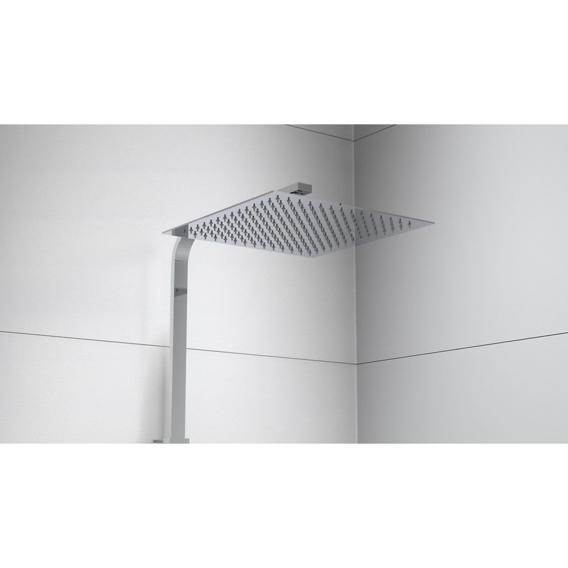 60530 OCEAN Overhead shower set, chrome/white, with thermostatic mixer, with tray vue 7