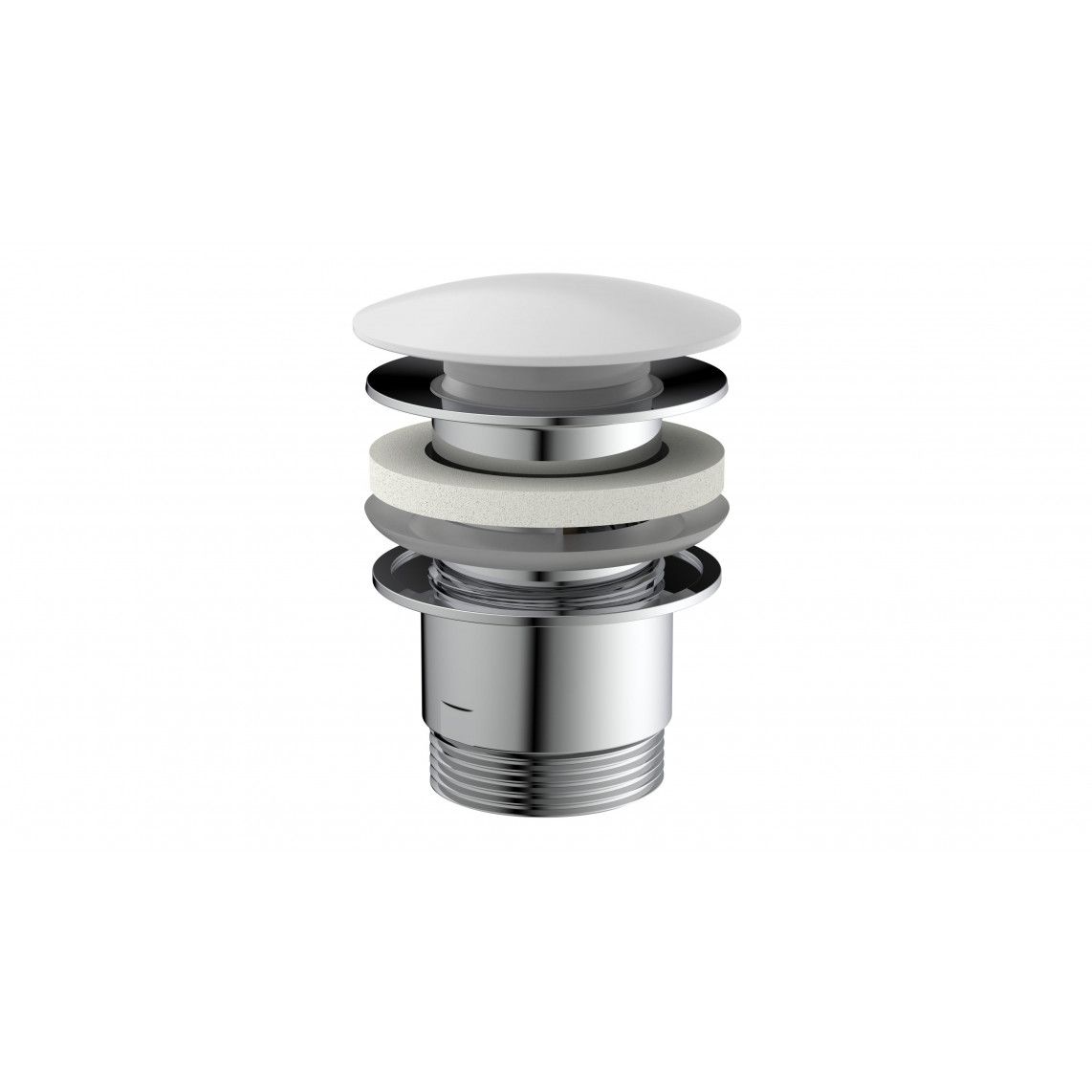 98807410 Design-drain valve, cap, white, 1 1/4" x 65 mm, with overflow vue 2