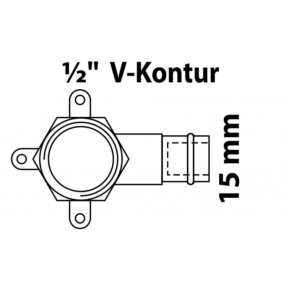 988626254 Elbow wall plate, press fitting for copper V-profile, 15 mm x 1/2" female, 1 socket vue 2