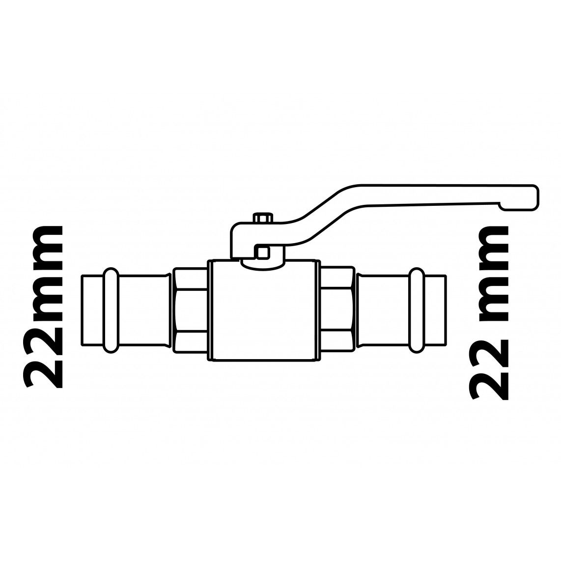 988630255 Ball valve, brass, 22 mm x 22 mm, with copper press connection vue 3