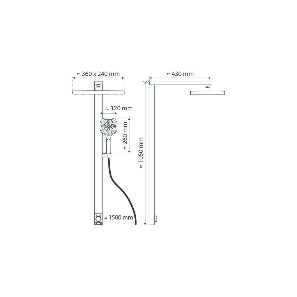 60685 LA PALMA Overhead shower set, chrome/white vue 2