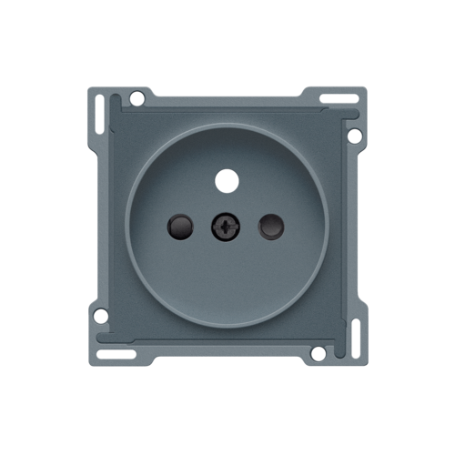 Set de finition pour prise de courant avec broche de terre et obturateurs de protection, pour Niko Rocker et Niko Toggle, blue grey coated