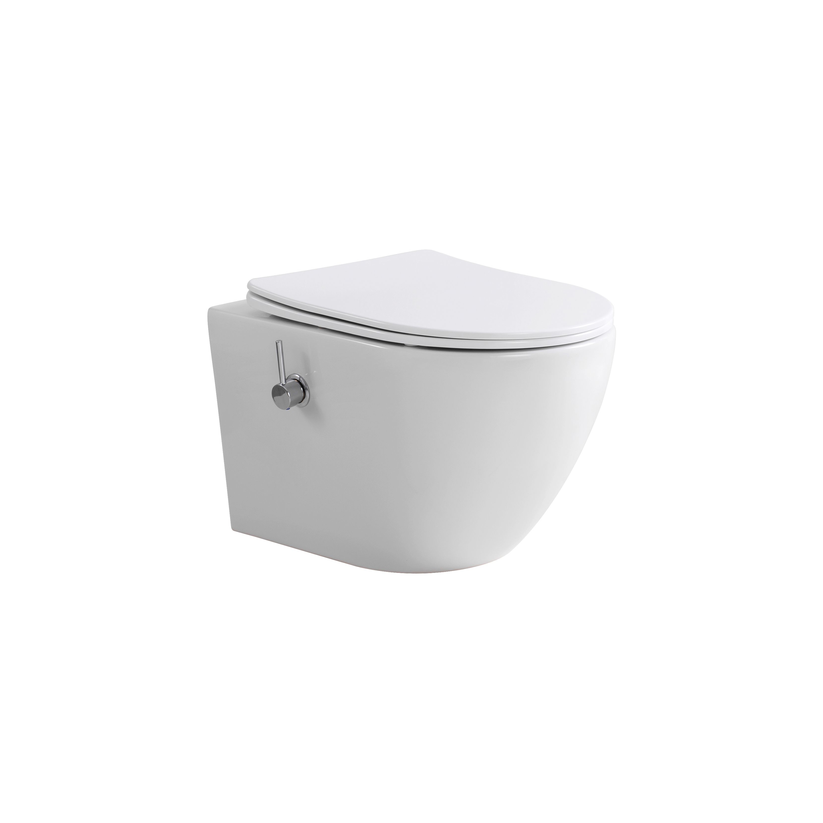 ALONI PRO WC SUSPENDU AVEC BIDET – TORNADO FLUSH – SANS BRIDE – AVEC ROBINET DE BIDET EAU CHAUDE ET FROIDE – AVEC ABATTANT – 52,5 CM – BLANC BRILLANT vue 2