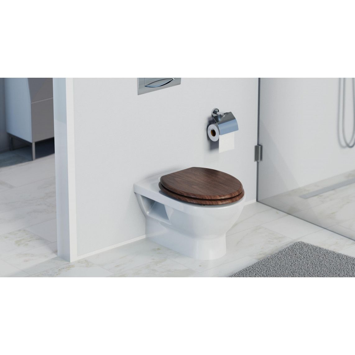 80193 MDF Toilet seat DARK WOOD, with soft close vue 11
