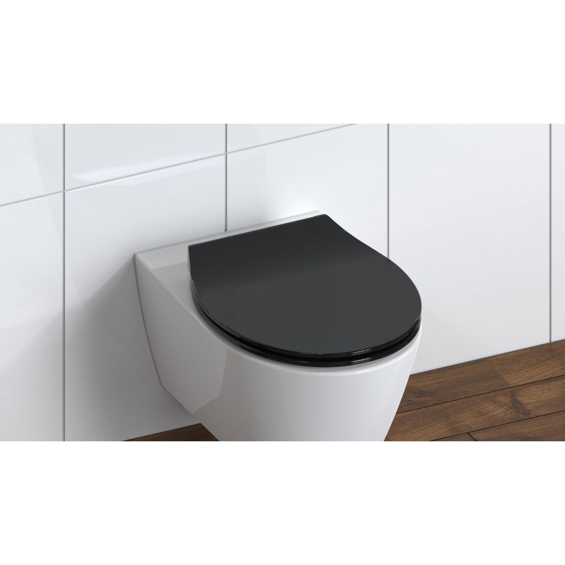 82710 Duroplast WC-zitting SLIM BLACK, met valrem en afneembaar vue 9