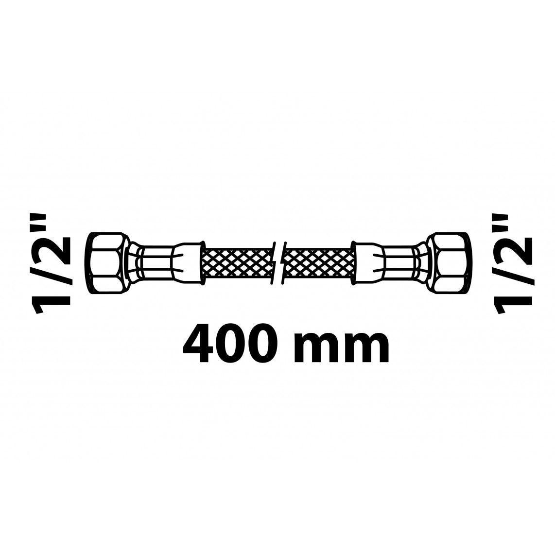 98627668 Flexaansluitslang 400 mm, 1/2"BI x 1/2"BI vue 2