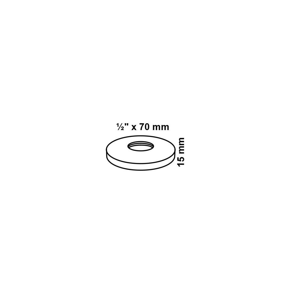 988139648 Threaded rose, chrome, 1/2" x 70 mm x 15 mm vue 2